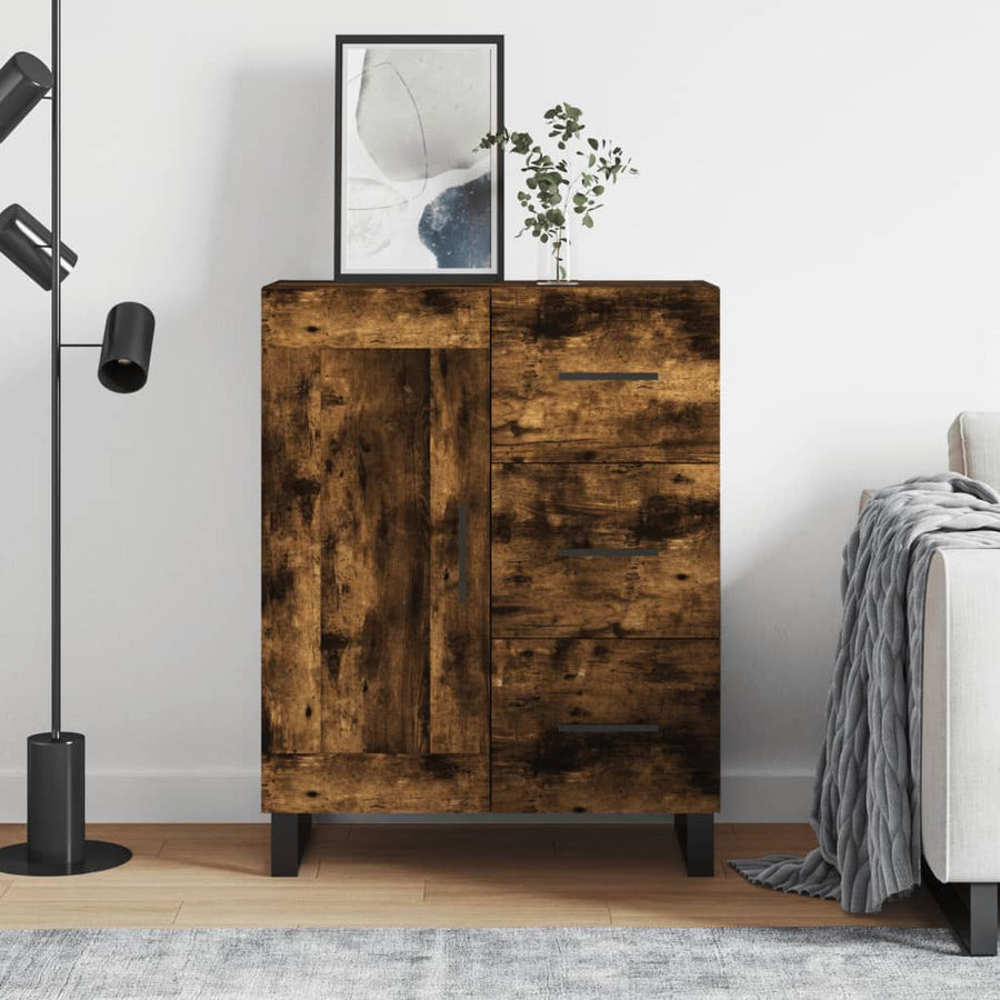 Dressoir 69,5X34X90 Cm Bewerkt Hout Kleurig Gerookt eiken