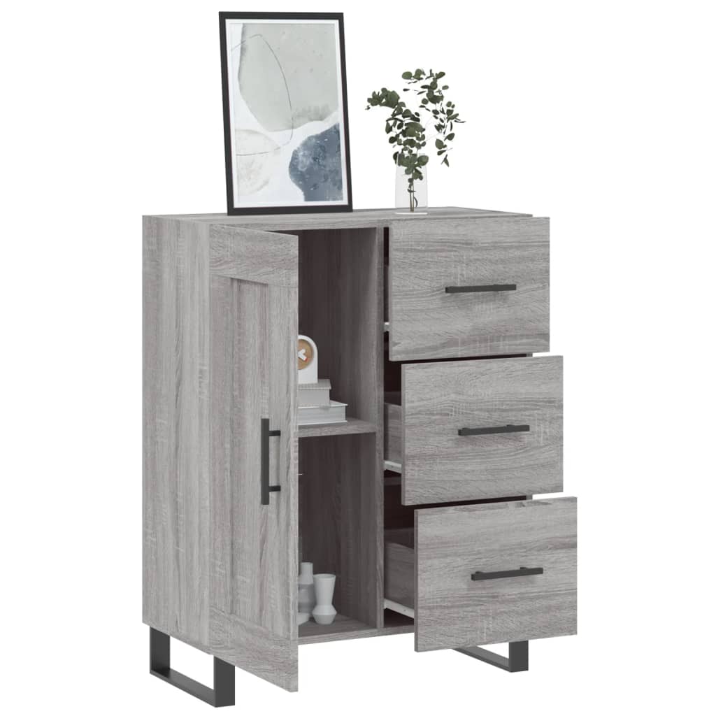 Dressoir 69,5x34x90 cm bewerkt hout grijs sonoma eikenkleurig
