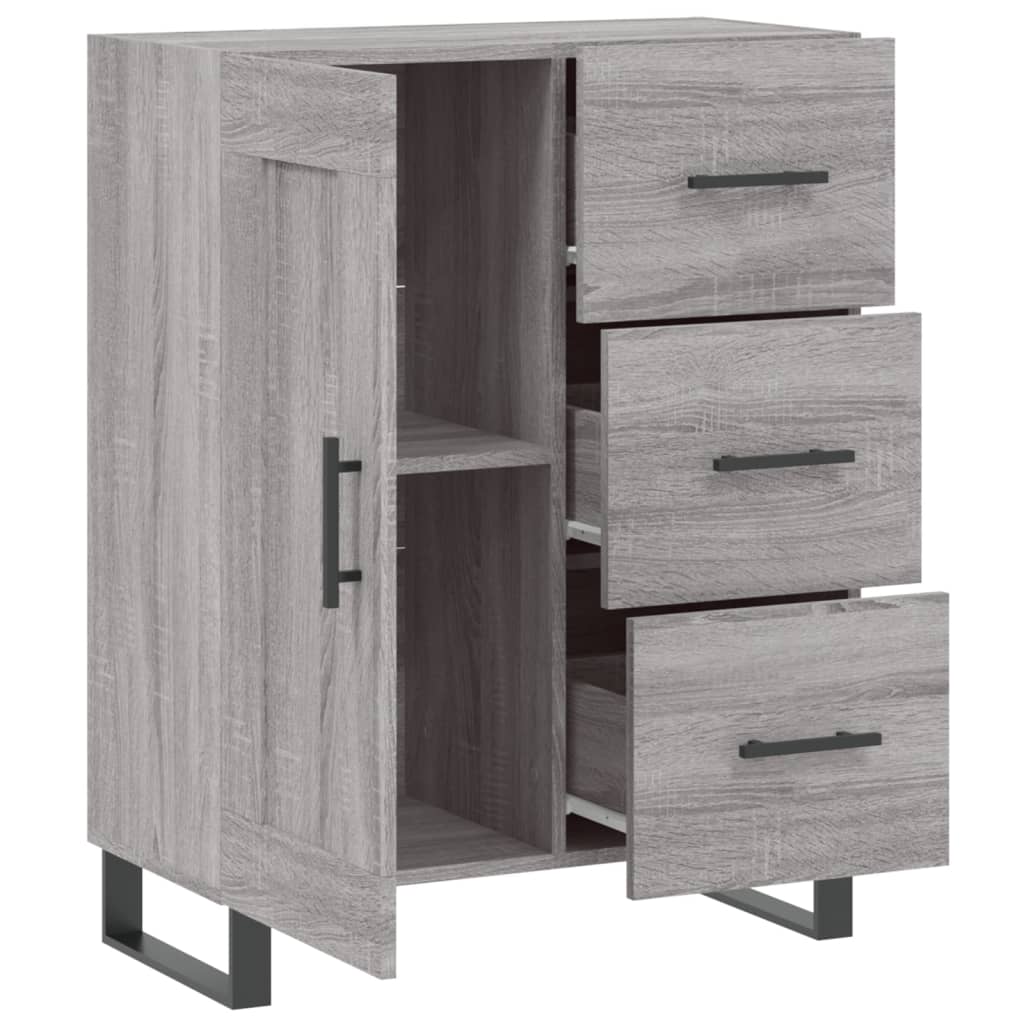 Dressoir 69,5x34x90 cm bewerkt hout grijs sonoma eikenkleurig