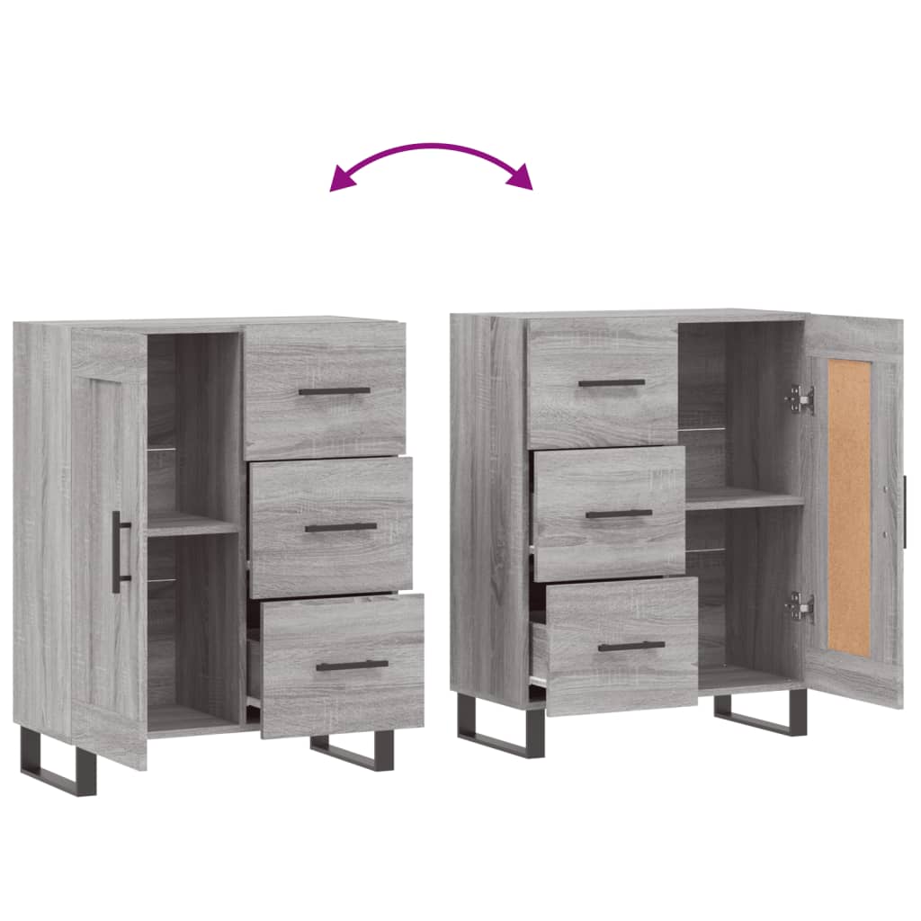 Dressoir 69,5x34x90 cm bewerkt hout grijs sonoma eikenkleurig