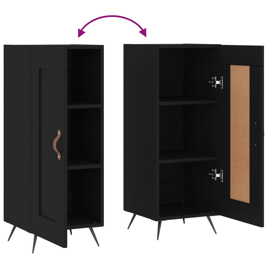 Dressoir 34,5X34X90 Cm Bewerkt Hout Zwart