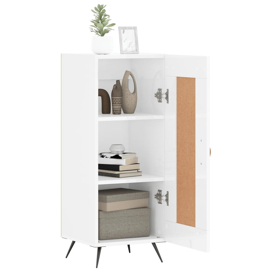 Dressoir 34,5X34X90 Cm Bewerkt Hout Hoogglans Wit