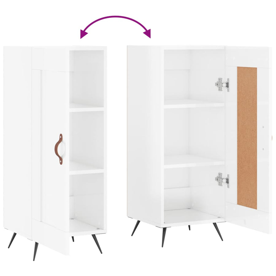Dressoir 34,5X34X90 Cm Bewerkt Hout Hoogglans Wit