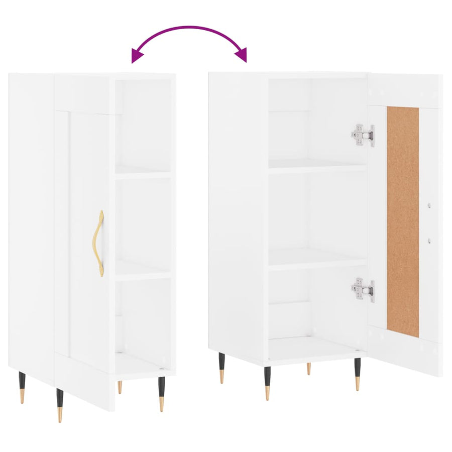 Dressoir 34,5X34X90 Cm Bewerkt Hout Wit