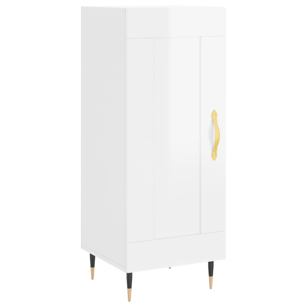 Dressoir 34,5X34X90 Cm Bewerkt Hout Hoogglans Wit