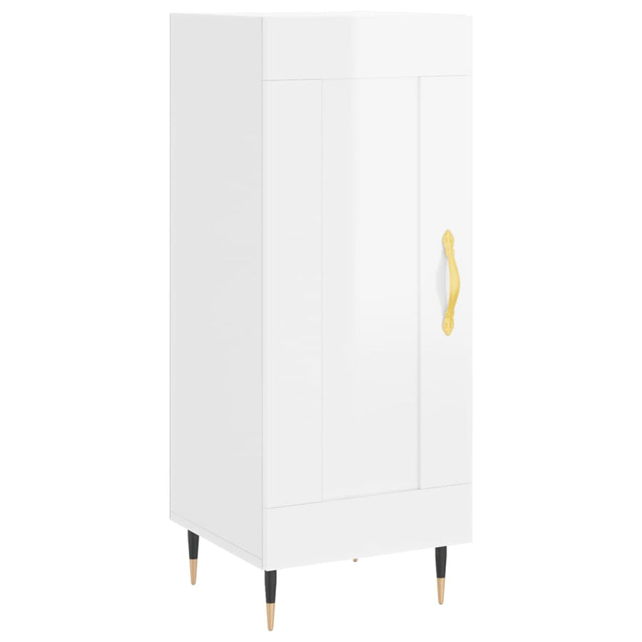 Dressoir 34,5X34X90 Cm Bewerkt Hout Hoogglans Wit