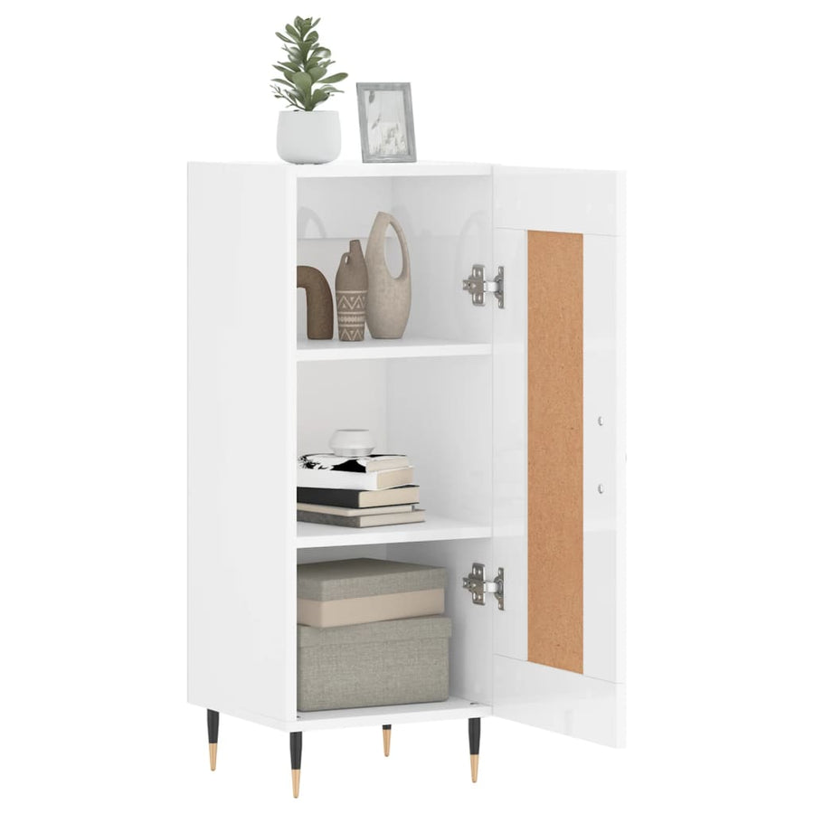 Dressoir 34,5X34X90 Cm Bewerkt Hout Hoogglans Wit