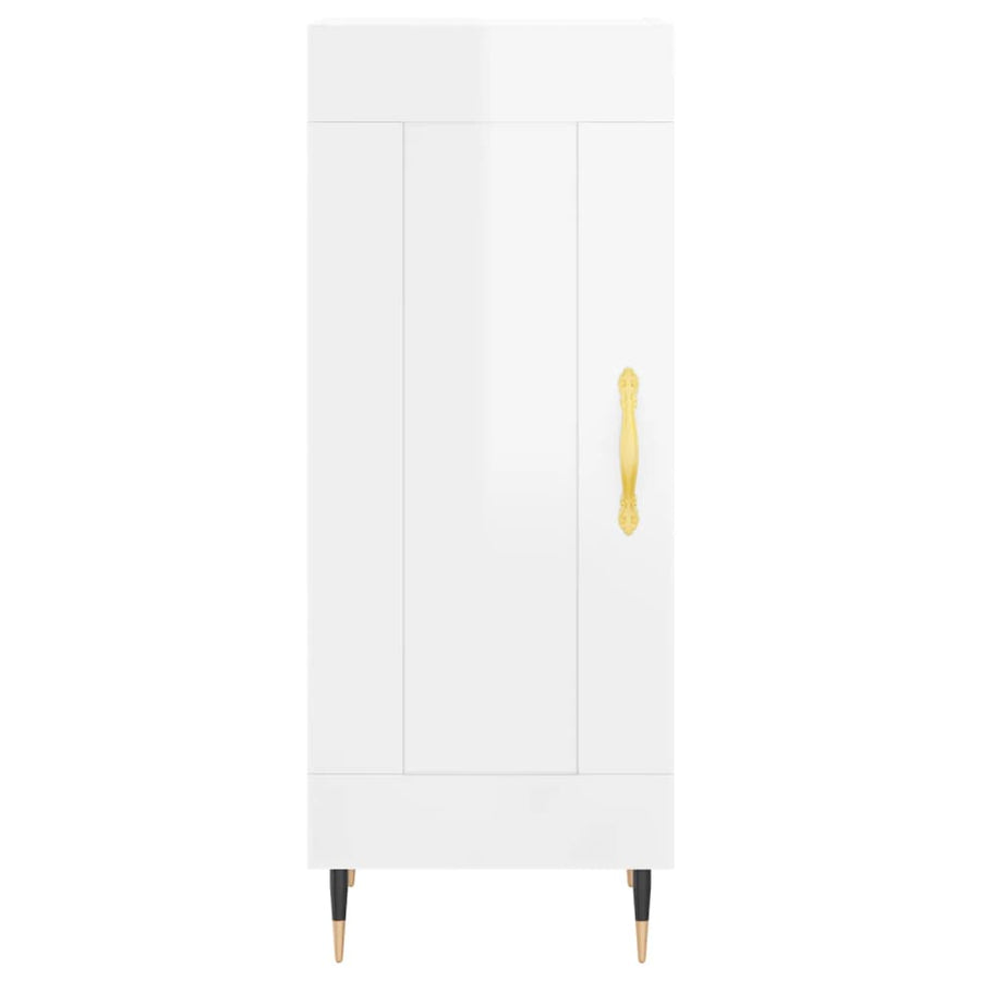 Dressoir 34,5X34X90 Cm Bewerkt Hout Hoogglans Wit