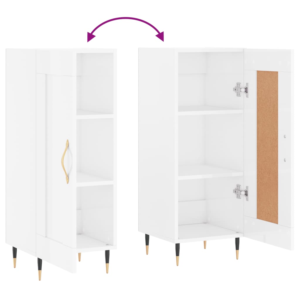 Dressoir 34,5X34X90 Cm Bewerkt Hout Hoogglans Wit