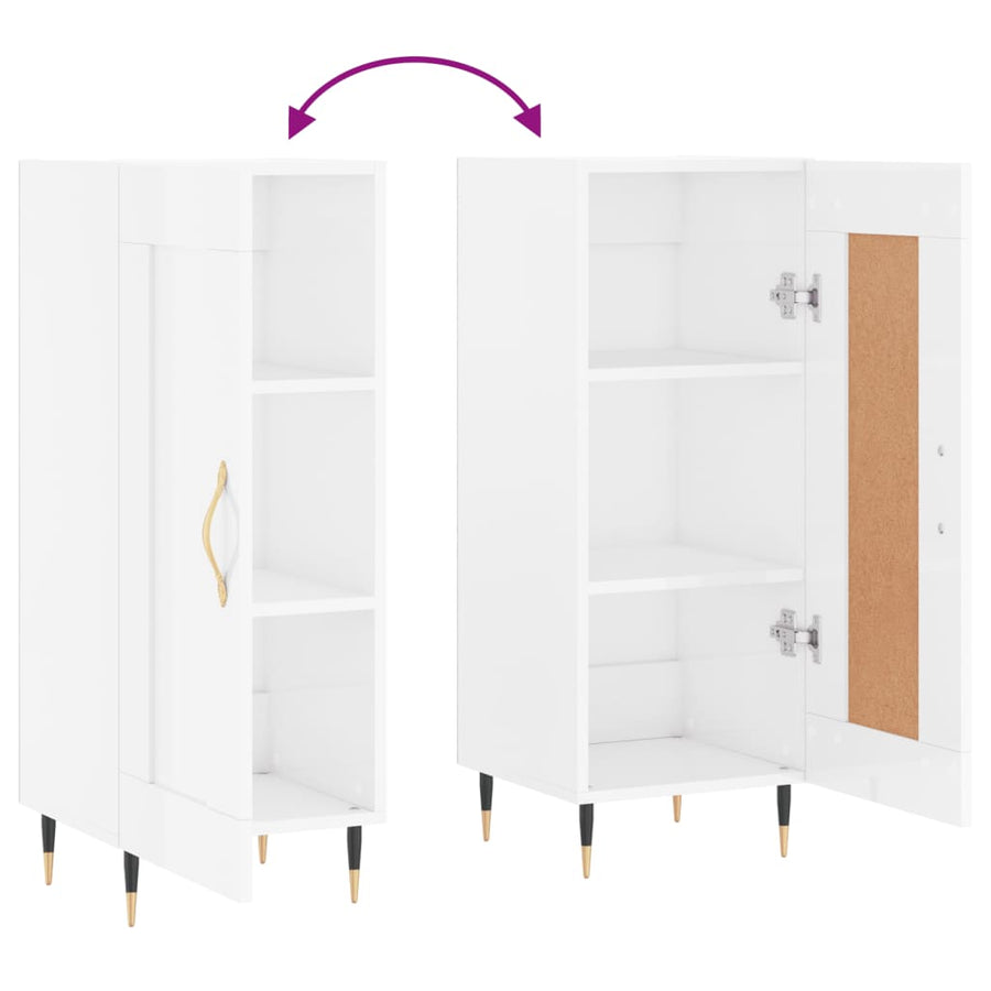 Dressoir 34,5X34X90 Cm Bewerkt Hout Hoogglans Wit