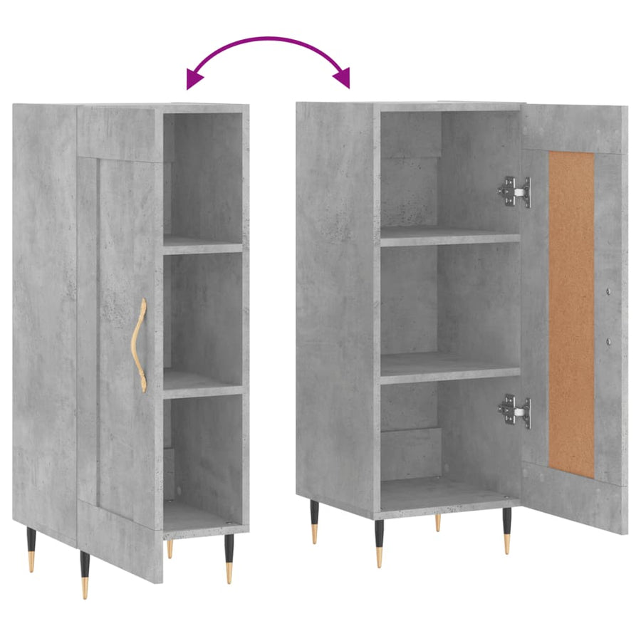 Dressoir 34,5X34X90 Cm Bewerkt Hout Betongrijs
