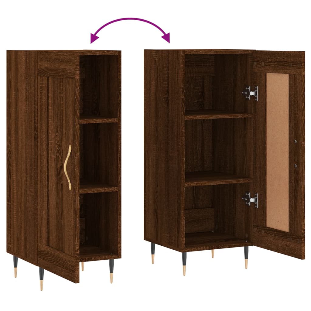 Dressoir 34,5X34X90 Cm Bewerkt Hout Bruin Eikenkleur