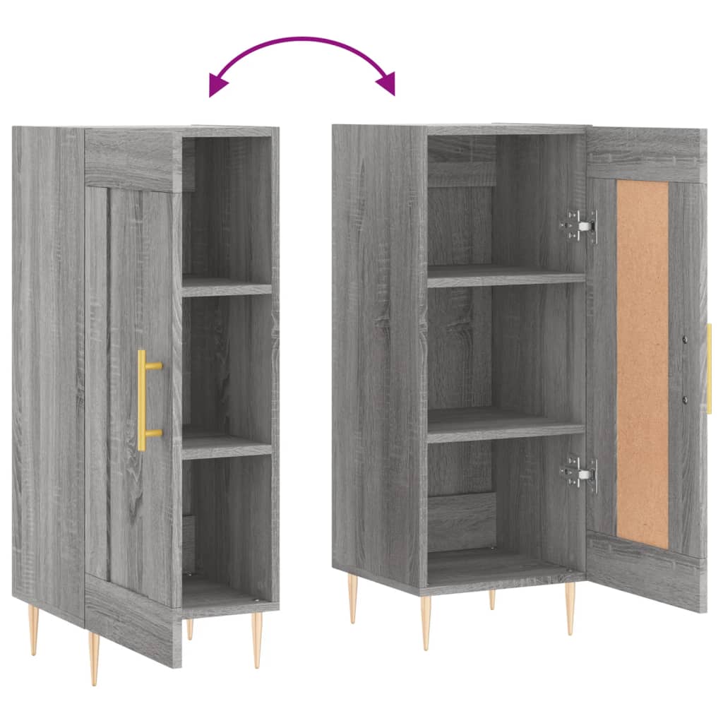 Dressoir 34,5X34X90 Cm Bewerkt Hout Grijs Sonoma Eikenkleurig