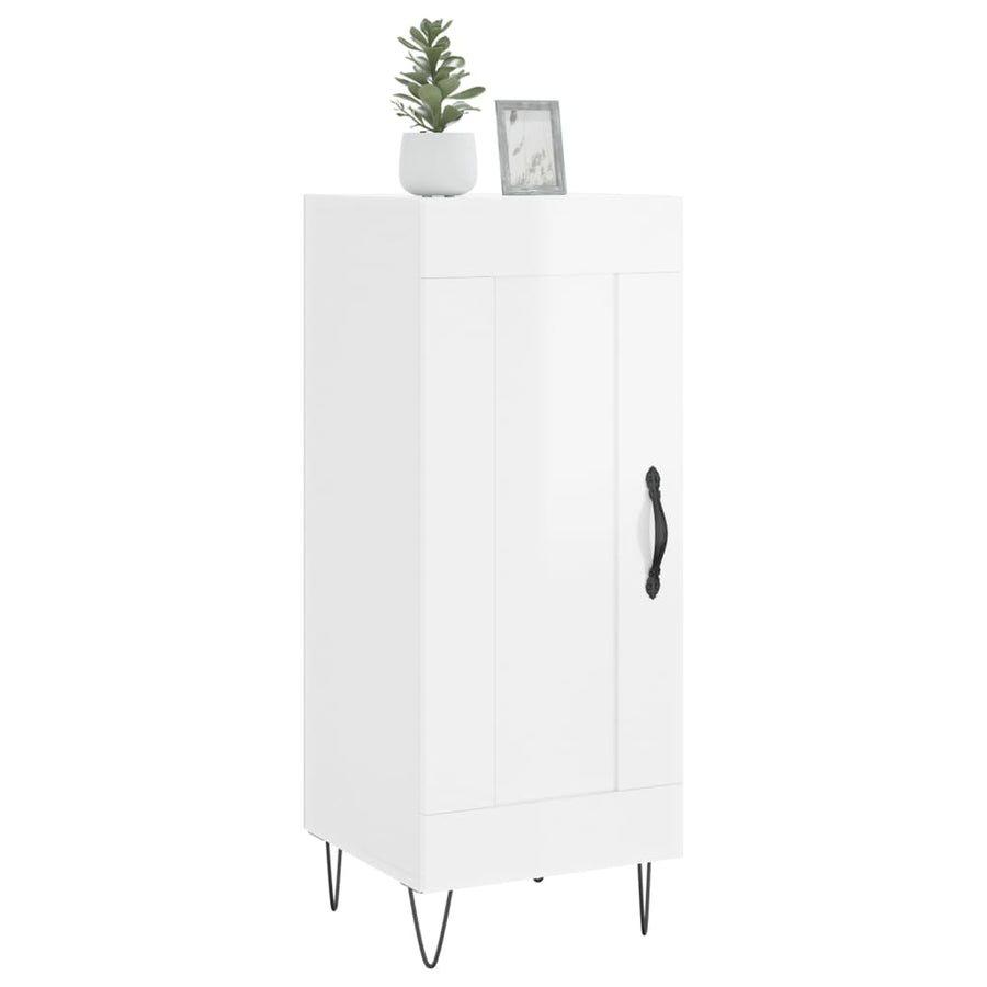 Dressoir 34,5X34X90 Cm Bewerkt Hout Hoogglans Wit
