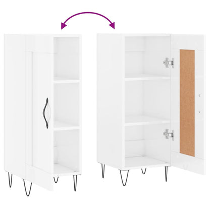 Dressoir 34,5X34X90 Cm Bewerkt Hout Hoogglans Wit
