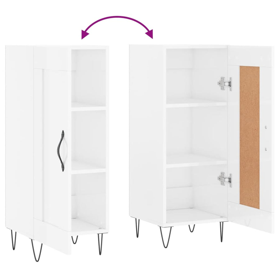 Dressoir 34,5X34X90 Cm Bewerkt Hout Hoogglans Wit