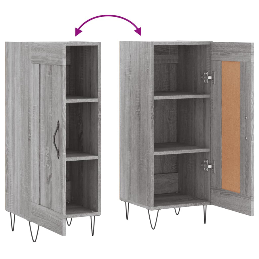 Dressoir 34,5X34X90 Cm Bewerkt Hout Grijs Sonoma Eikenkleurig