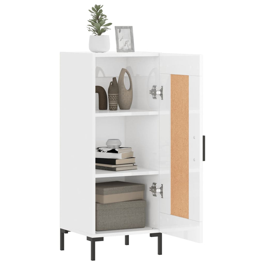 Dressoir 34,5X34X90 Cm Bewerkt Hout Hoogglans Wit