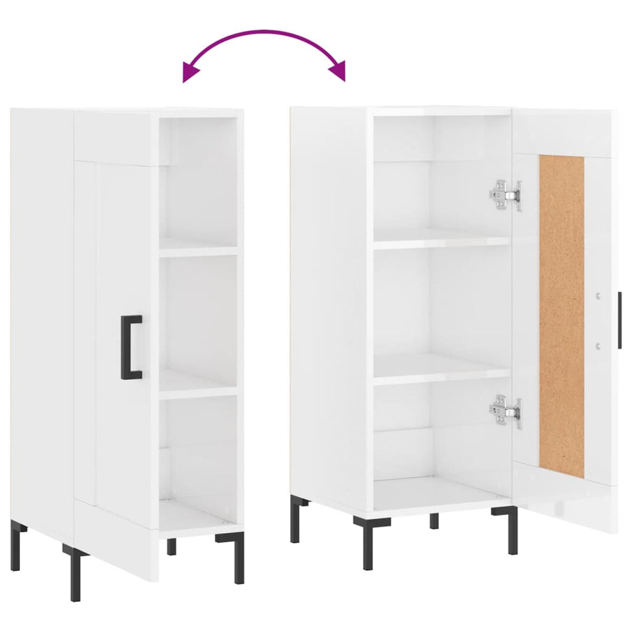 Dressoir 34,5X34X90 Cm Bewerkt Hout Hoogglans Wit