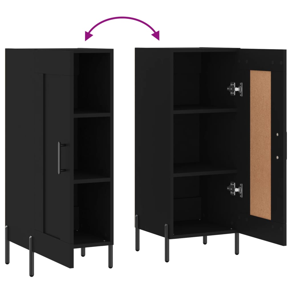 Dressoir 34,5X34X90 Cm Bewerkt Hout Zwart