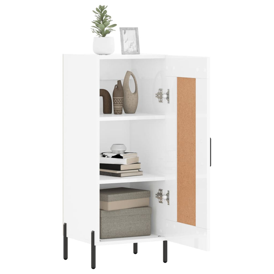Dressoir 34,5X34X90 Cm Bewerkt Hout Hoogglans Wit