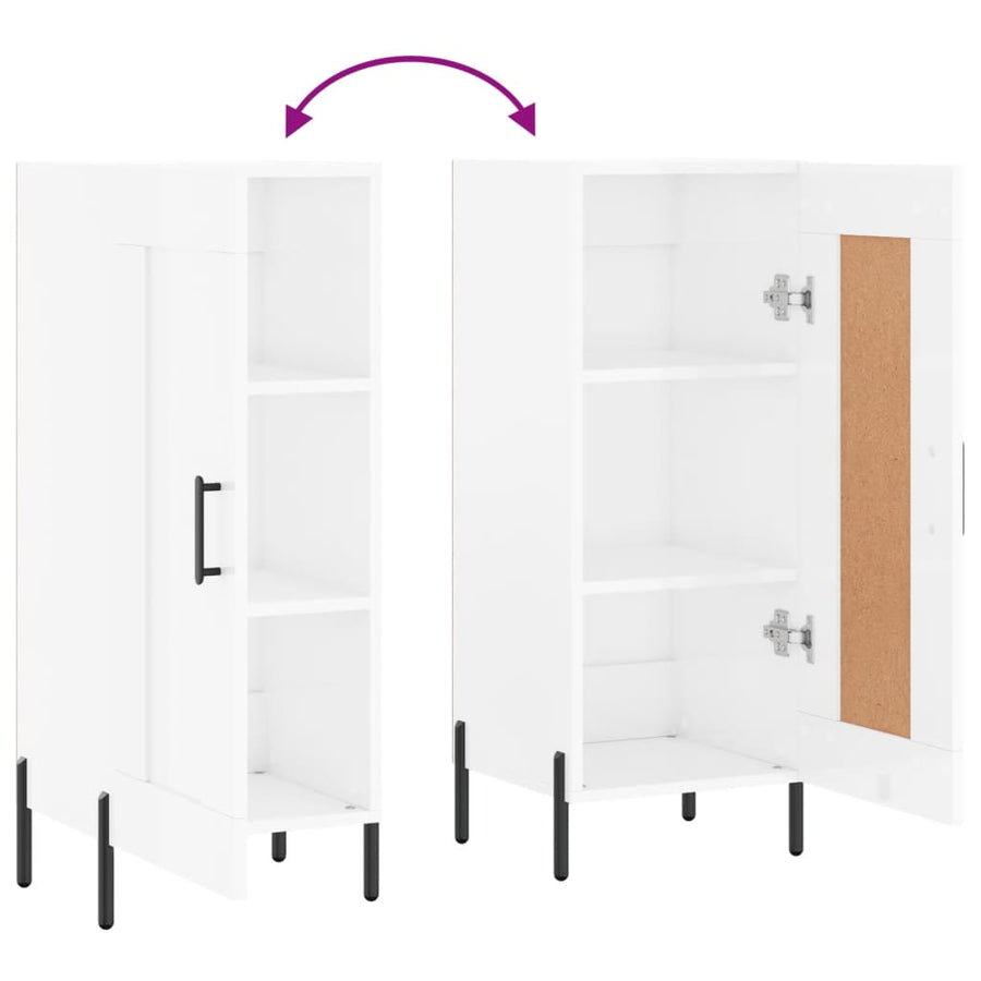 Dressoir 34,5X34X90 Cm Bewerkt Hout Hoogglans Wit