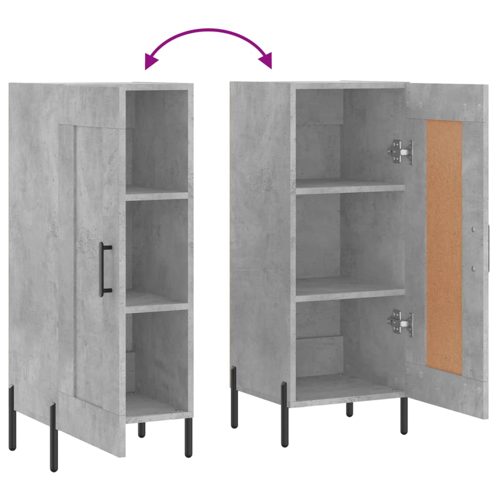 Dressoir 34,5X34X90 Cm Bewerkt Hout Betongrijs