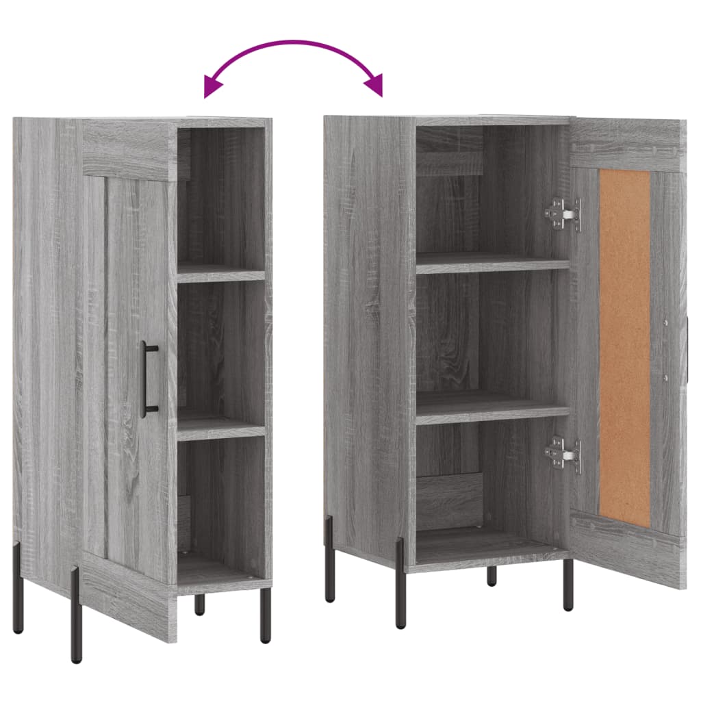 Dressoir 34,5X34X90 Cm Bewerkt Hout Grijs Sonoma Eikenkleurig