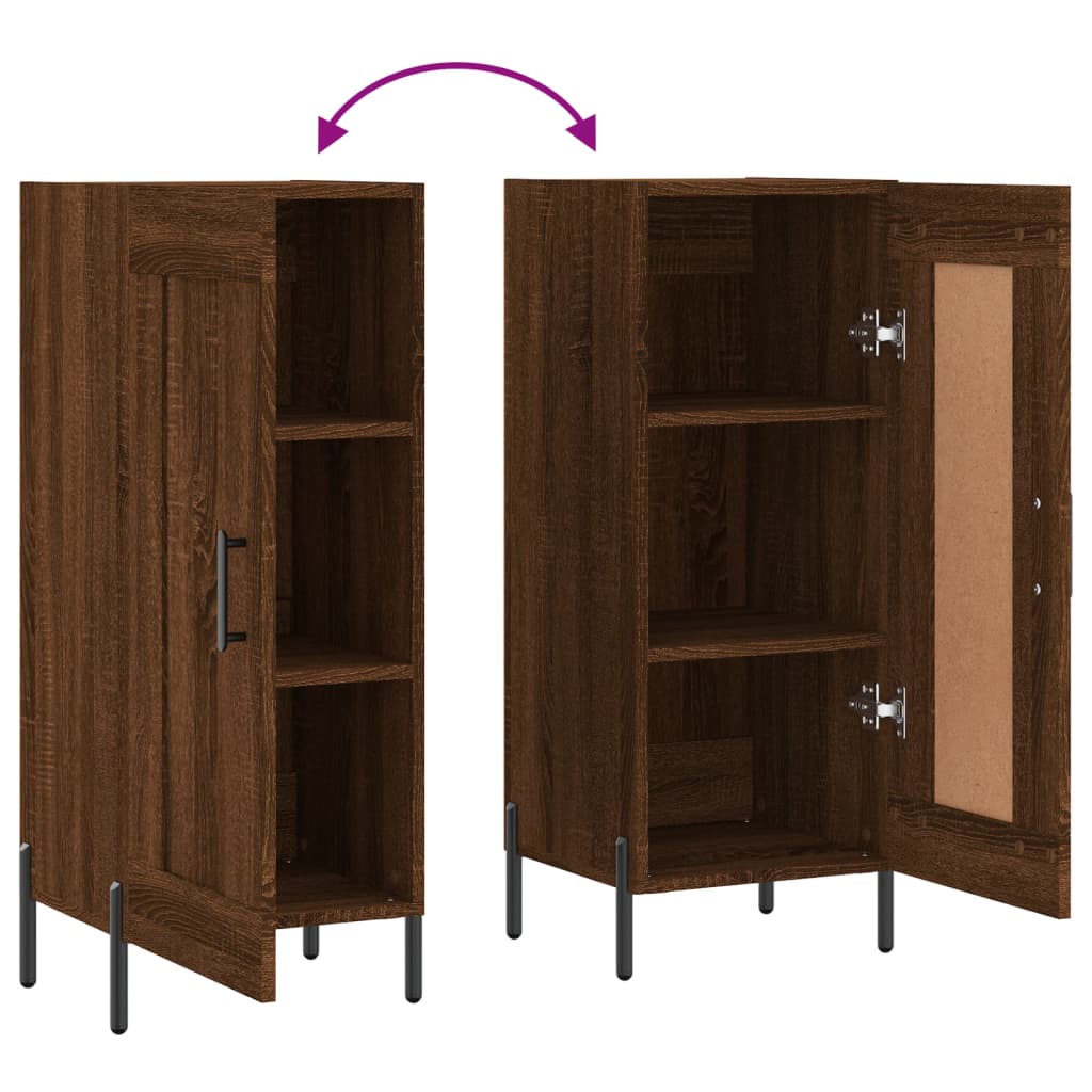 Dressoir 34,5X34X90 Cm Bewerkt Hout Bruin Eikenkleur