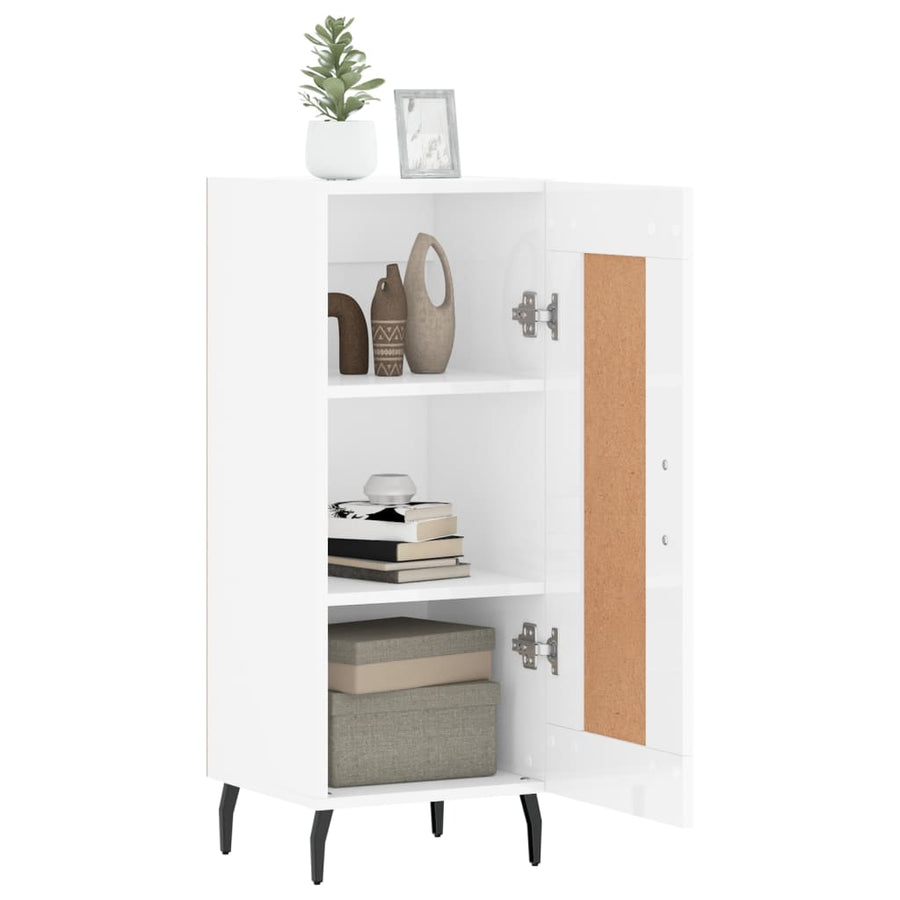 Dressoir 34,5X34X90 Cm Bewerkt Hout Hoogglans Wit