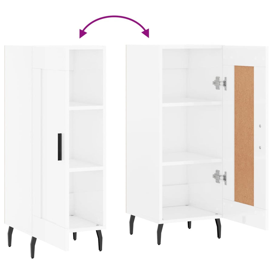 Dressoir 34,5X34X90 Cm Bewerkt Hout Hoogglans Wit