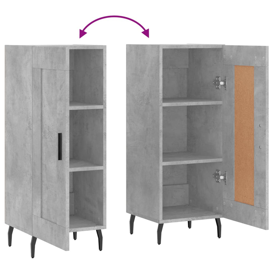 Dressoir 34,5X34X90 Cm Bewerkt Hout Betongrijs