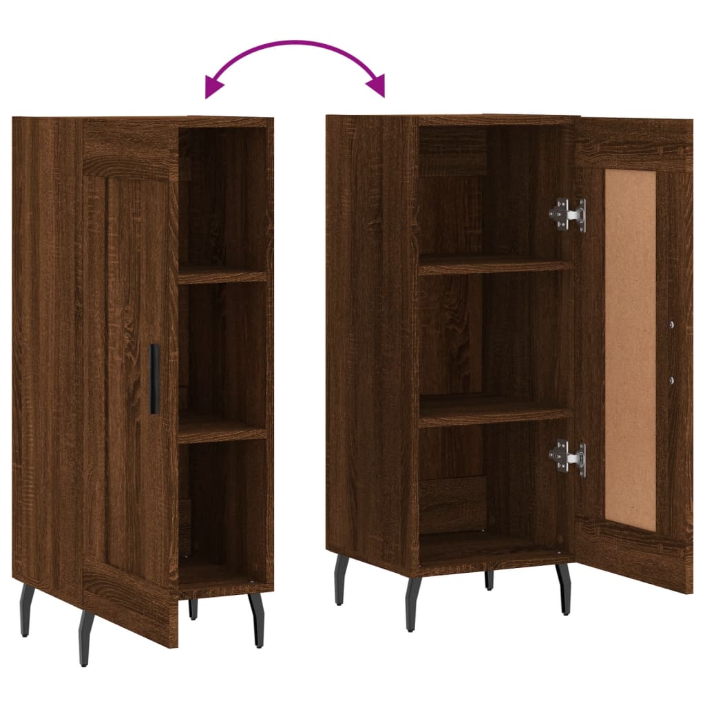 Dressoir 34,5X34X90 Cm Bewerkt Hout Bruin Eikenkleur