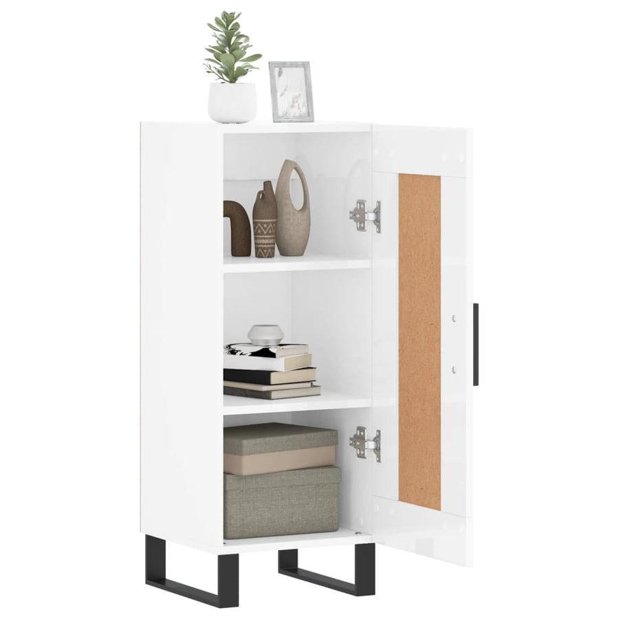 Dressoir 34,5X34X90 Cm Bewerkt Hout Hoogglans Wit
