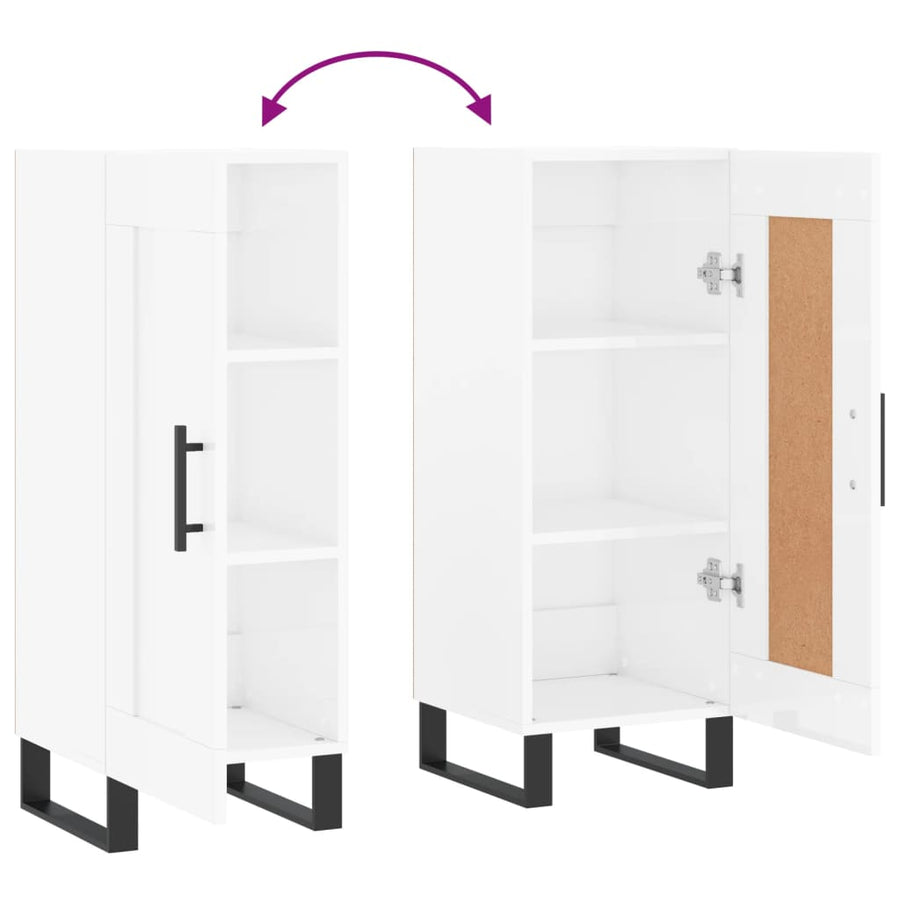 Dressoir 34,5X34X90 Cm Bewerkt Hout Hoogglans Wit