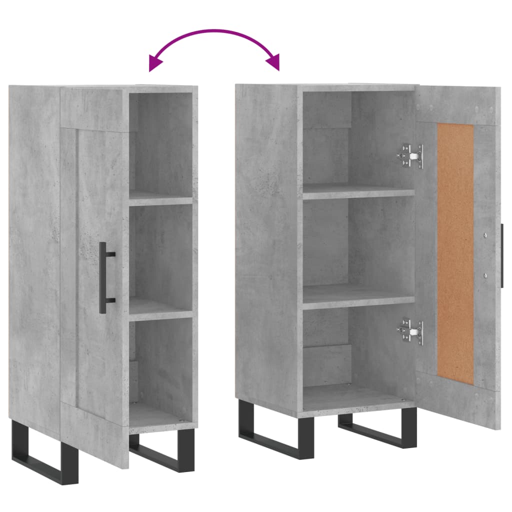 Dressoir 34,5X34X90 Cm Bewerkt Hout Betongrijs