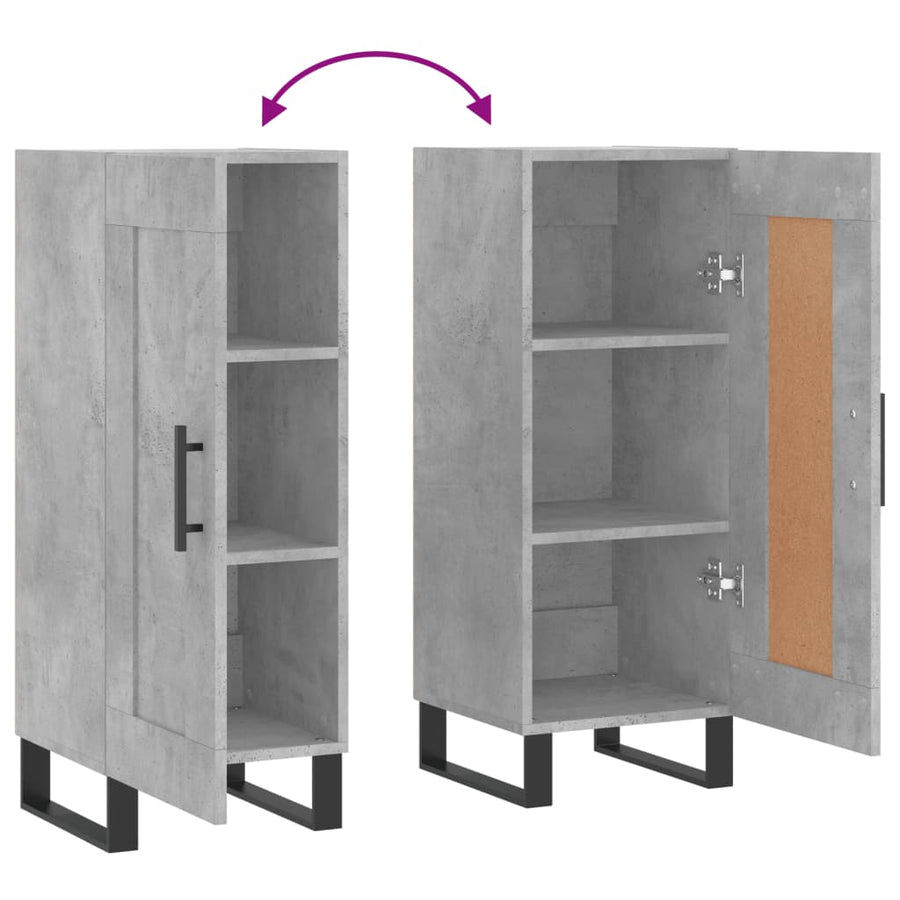 Dressoir 34,5X34X90 Cm Bewerkt Hout Betongrijs