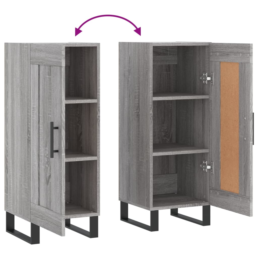 Dressoir 34,5X34X90 Cm Bewerkt Hout Grijs Sonoma Eikenkleurig