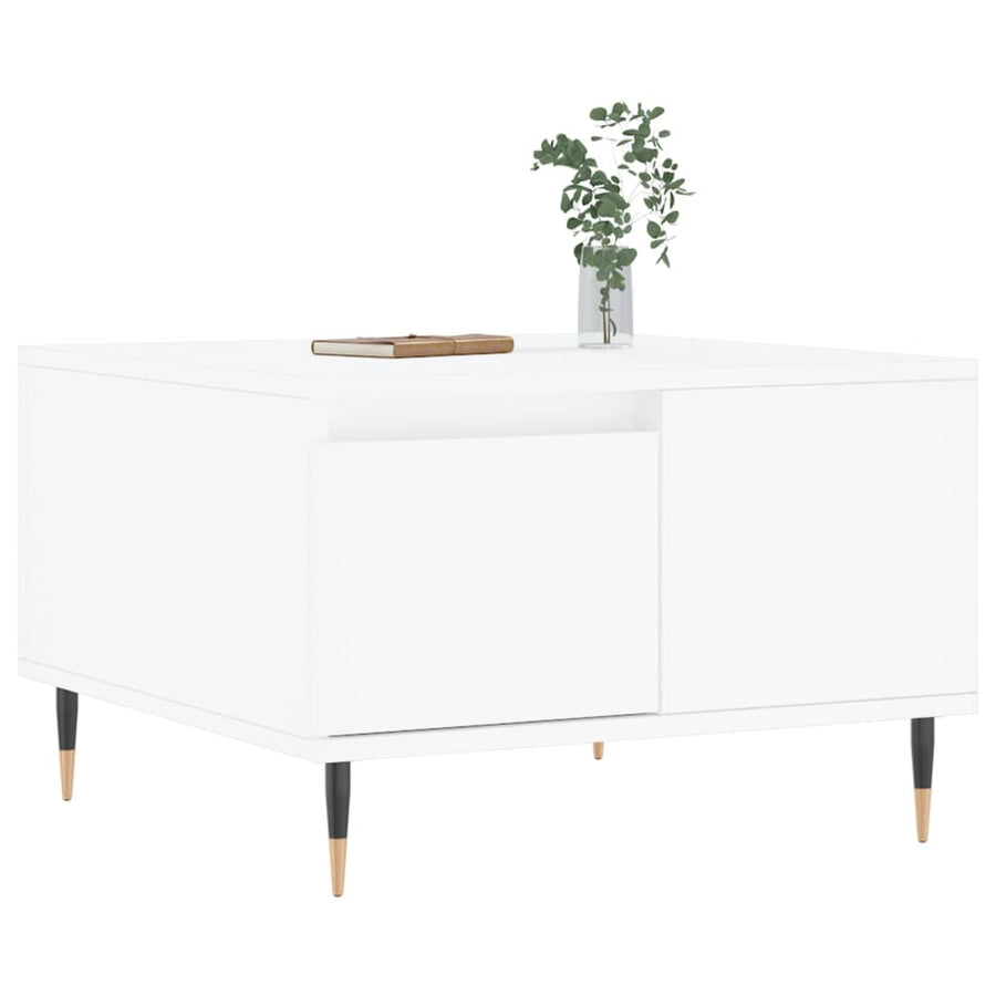 Salontafel 55X55X36,5 Cm Bewerkt Hout Wit