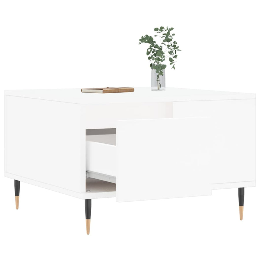 Salontafel 55X55X36,5 Cm Bewerkt Hout Wit