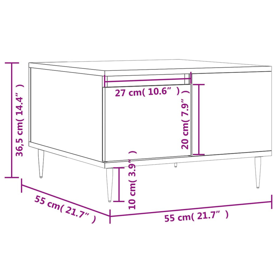 Salontafel 55X55X36,5 Cm Bewerkt Hout Zwart