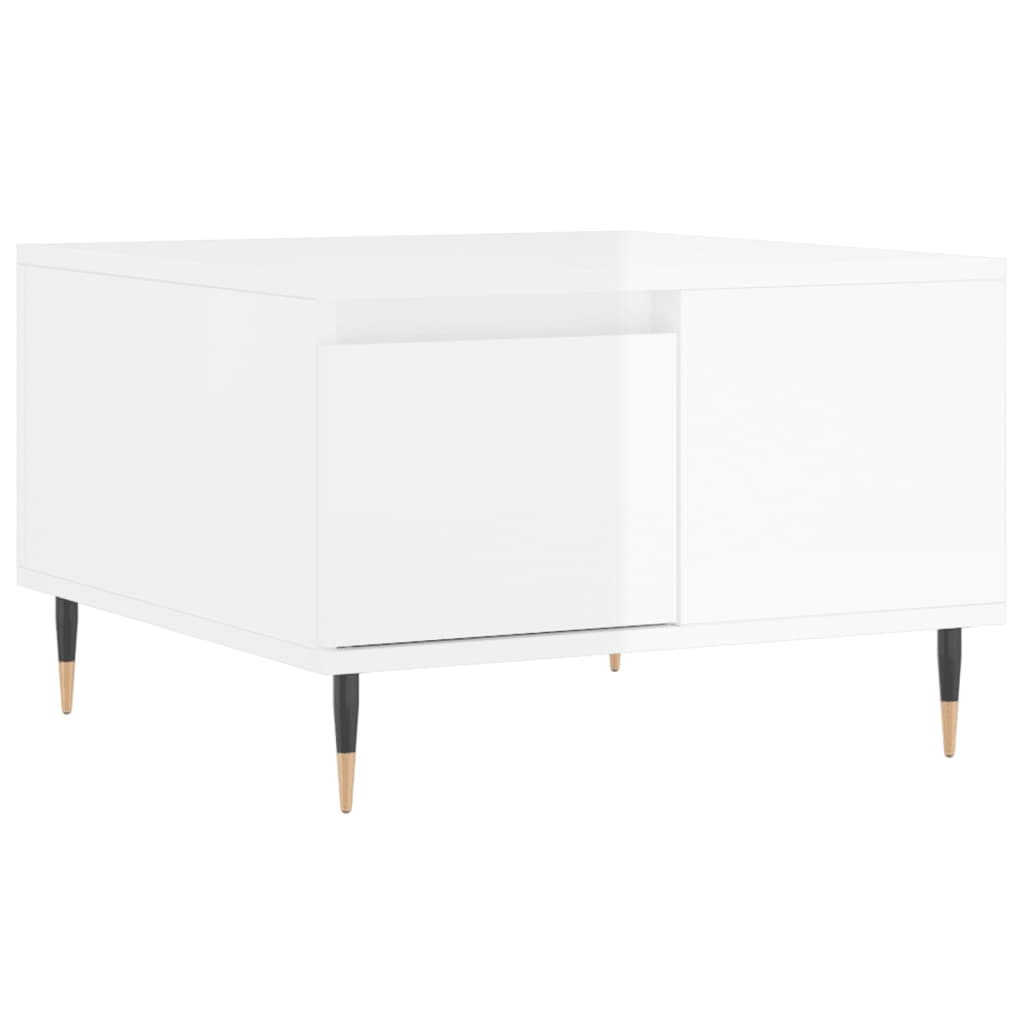 Salontafel 55X55X36,5 Cm Bewerkt Hout Hoogglans wit