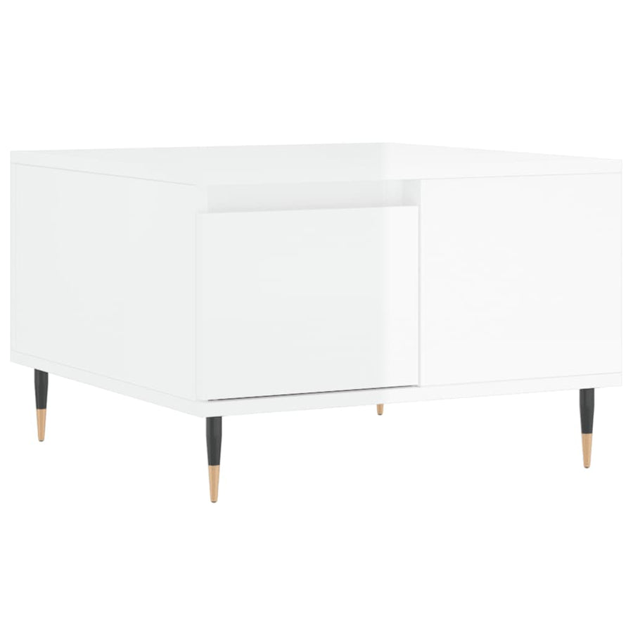 Salontafel 55X55X36,5 Cm Bewerkt Hout Hoogglans wit