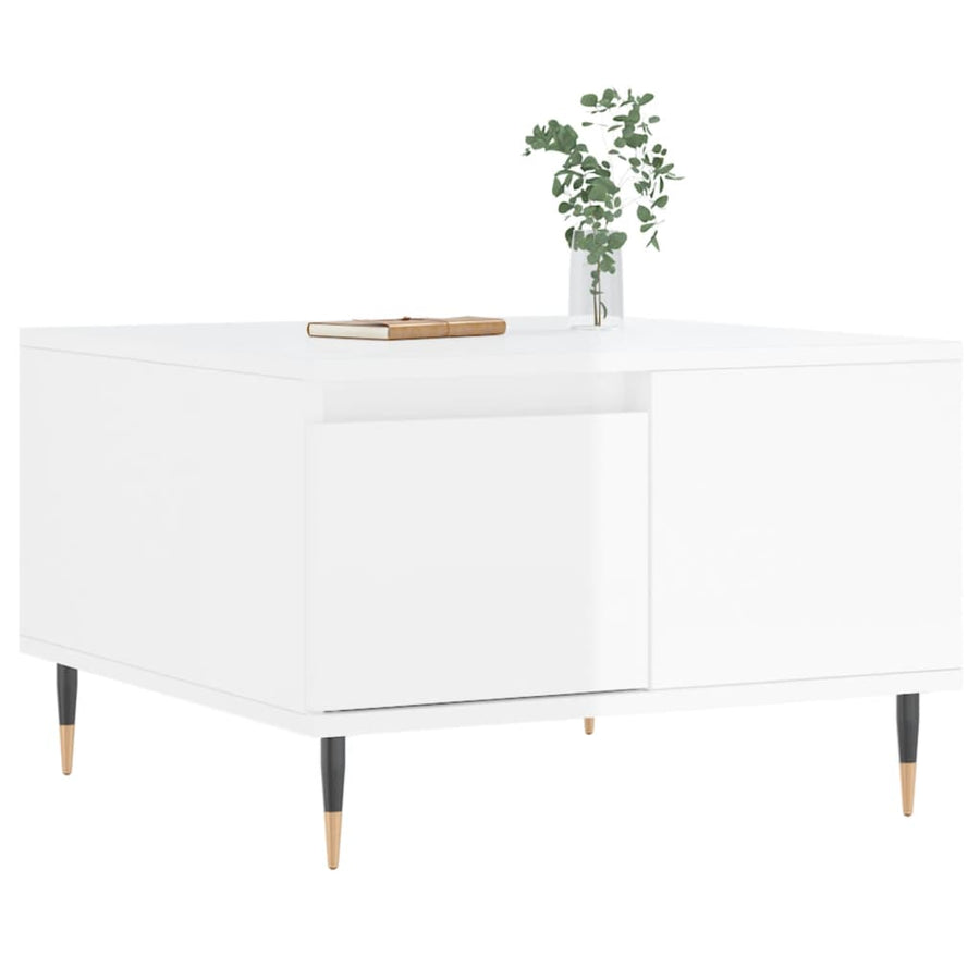 Salontafel 55X55X36,5 Cm Bewerkt Hout Hoogglans wit