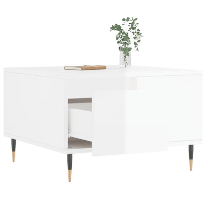 Salontafel 55X55X36,5 Cm Bewerkt Hout Hoogglans wit