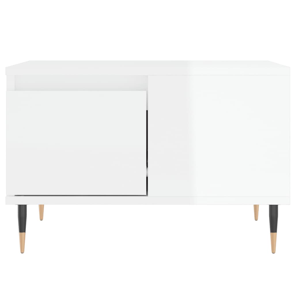 Salontafel 55X55X36,5 Cm Bewerkt Hout Hoogglans wit