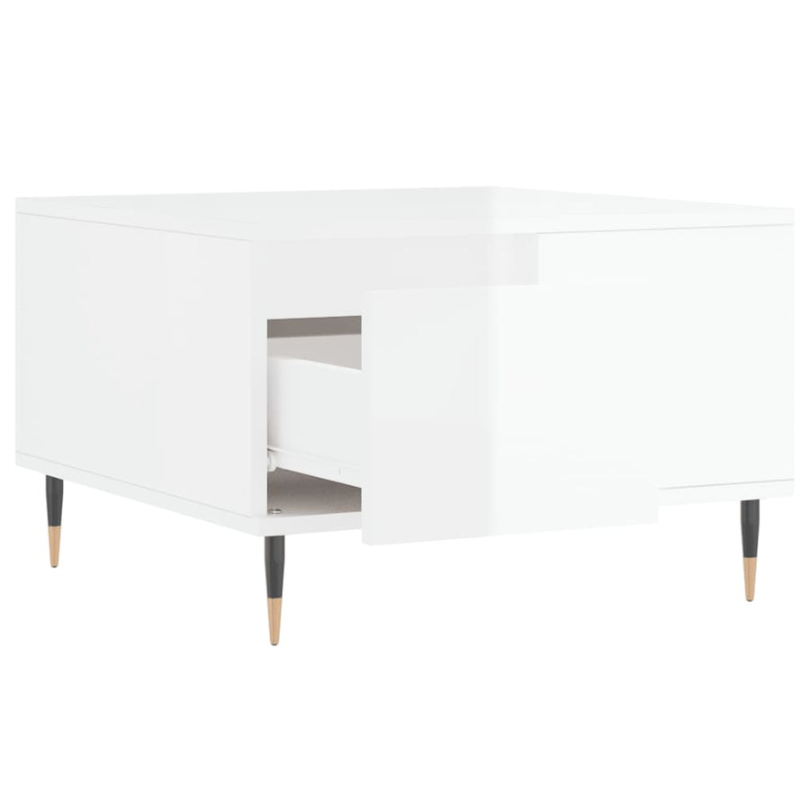 Salontafel 55X55X36,5 Cm Bewerkt Hout Hoogglans wit
