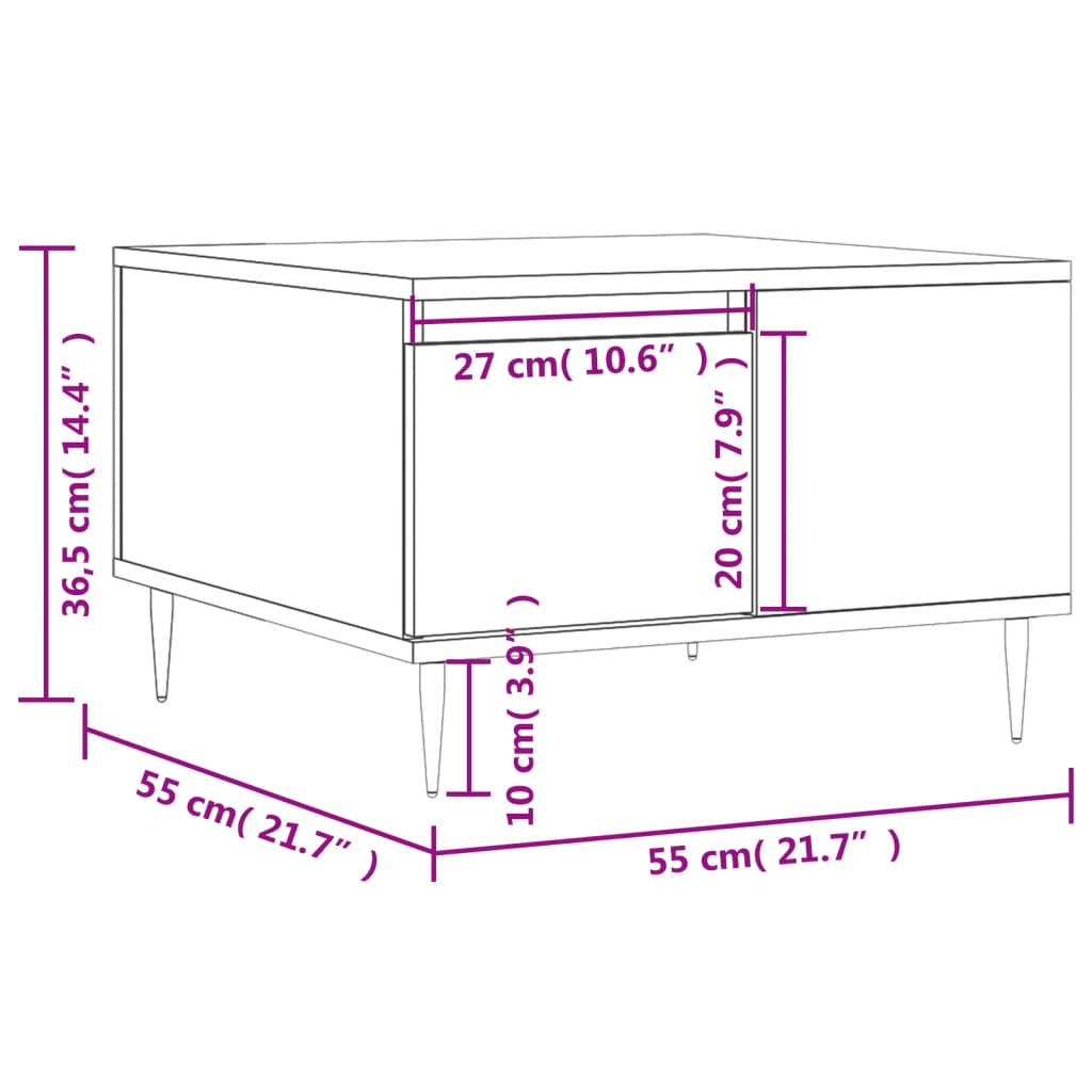 Salontafel 55X55X36,5 Cm Bewerkt Hout Kleurig Sonoma eiken