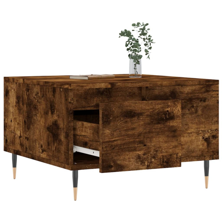 Salontafel 55X55X36,5 Cm Bewerkt Hout Kleurig Gerookt eiken