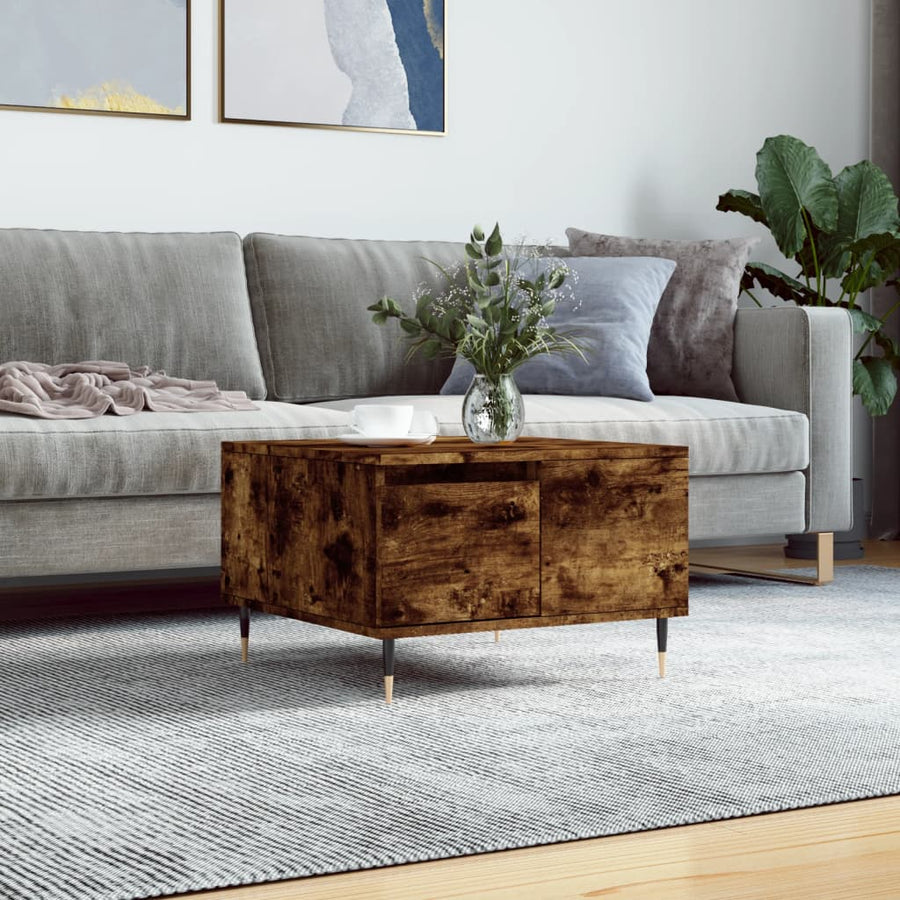 Salontafel 55X55X36,5 Cm Bewerkt Hout Kleurig Gerookt eiken